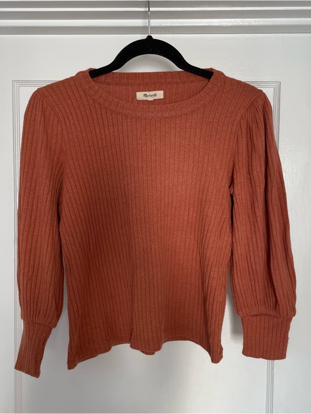 Madewell Rust-Red Ribbed Knit Top